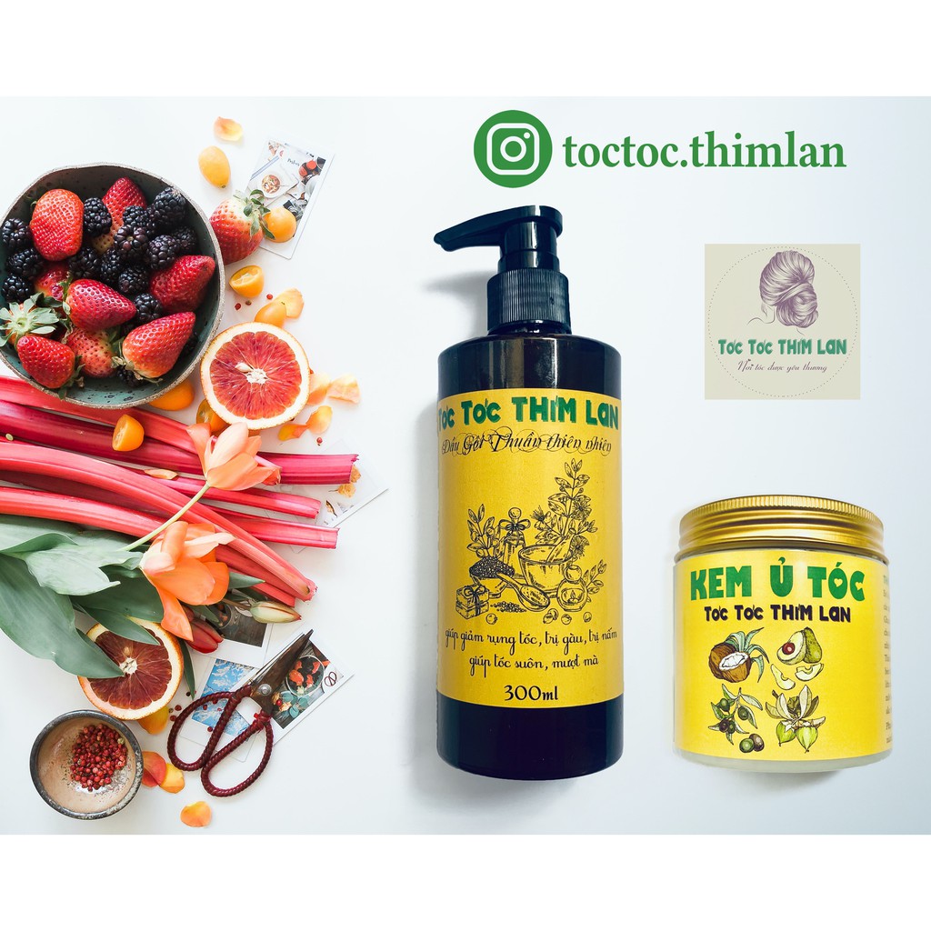 Combo Dầu Gội Thuần Thiên Nhiên + Kem Ủ Tóc Thảo Mộc "Tóc Tóc Thím Lan"