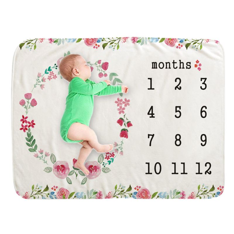 Chăn In Tháng Dùng Làm Phông Nền Chụp Ảnh Kỷ Niệm Cho Bé Sơ Sinh