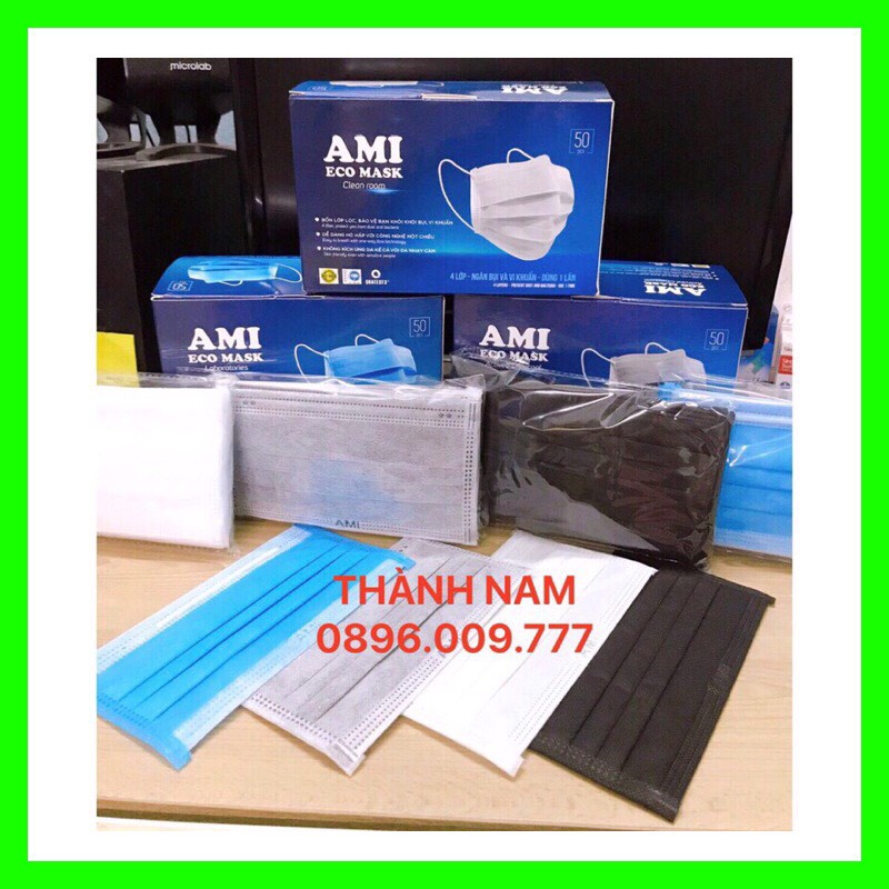 Khẩu Trang AMI- Hộp 50 cái Khẩu trang y tế 4 lớp chuẩn hiệu AMI