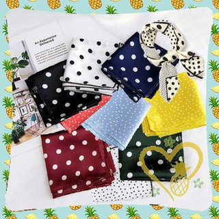 Khăn lụa vuông chấm bi 50x50 cm - Khăn phụ kiện thời trang satin chấm bi Clover