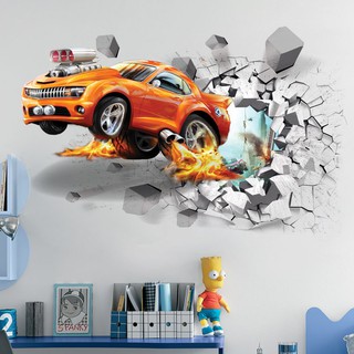 Miếng dán tường hình quả bóng đá phát lửa 3D