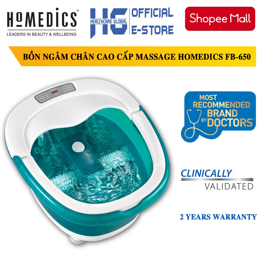 Bồn Ngâm Chân Massage Cao Cấp HoMedics FB-650 | Công Nghệ Tự Mới Con Lăn Massage Xoay Tự Động Và Làm Nóng Nước