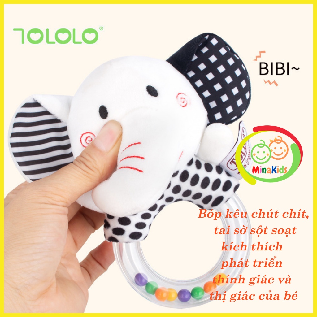 Lục Lạc Cầm Tay Hình Thú Nhồi Bông Đáng Yêu Cho Bé Đồ Chơi Chút Chít Đen Trắng Kích Thích Thị Giác TCT18