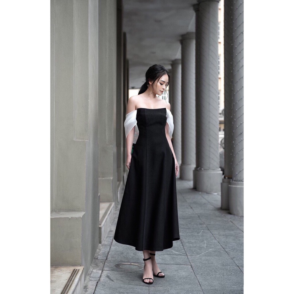 ĐẦM ĐEN DÀI TAY TRẮNG