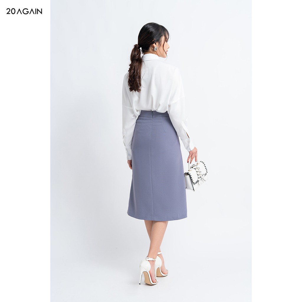 Chân váy nữ midi 92WEAR đủ màu, đủ size, tà bung đính cúc JDA0993