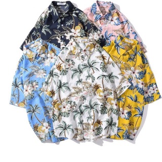 Sơ mi hawaii hoa lá thơm mới team nhóm lớp