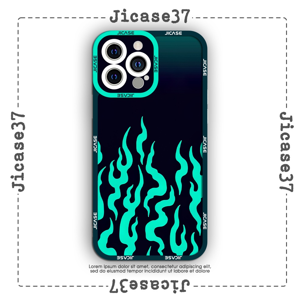 Ốp lưng iphone cạnh vuông Jicase Lửa xanh hiphop 6plus/6s/6splus/7/7plus/8/8plus/x/xs/11/12/pro/max/plus/promax