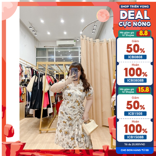 [ Oanh Nguyễn BIGSIZE] Đầm rút đùi Bigsize đuôi cá vải lụa mango 60-80kg