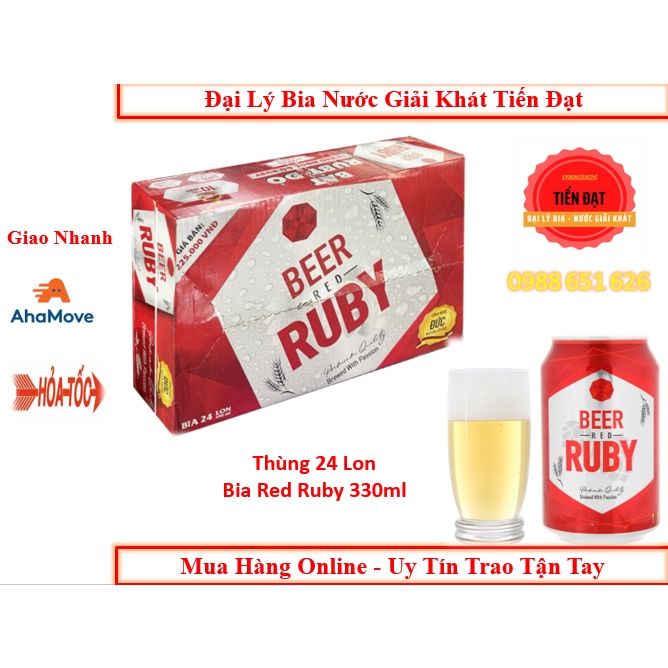 Thùng 24 lon Bia Red Ruby Công Nghệ Đức Thể Tích 330ml