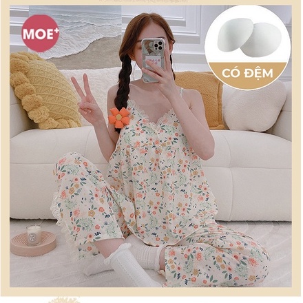 HÀNG SẴN_CÓ BIGSIZE_Bộ Ngủ Mặc Nhà Hai Dây Ren Girly