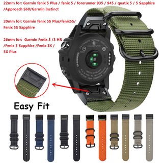 Dây đồng hồ đeo tay chất liệu nylon cho Garmin Fenix 5 5S 5X Plus/Fenix 3/Forerunner 935 945 20 22 26mm