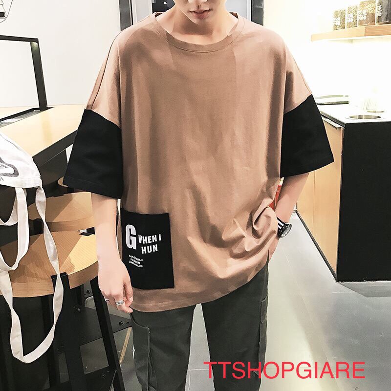 &lt; FREESHIP &gt; Áo thun tay lỡ nam nữ vải cotton co giãn mềm mịn form 75kg 4 màu đen, xanh, vàng, kem