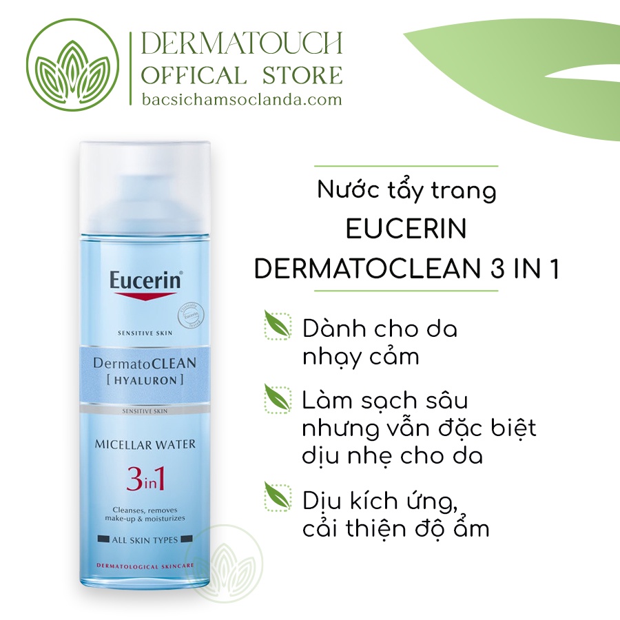 Nước tẩy trang dành cho da nhạy cảm Eucerin Sensitive Skin Dermatoclean Micellar Water 3 in 1