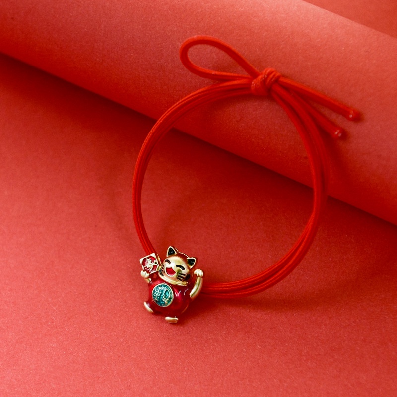 Dây buộc tóc cao su màu đỏ xinh xắn cho nữ 2021