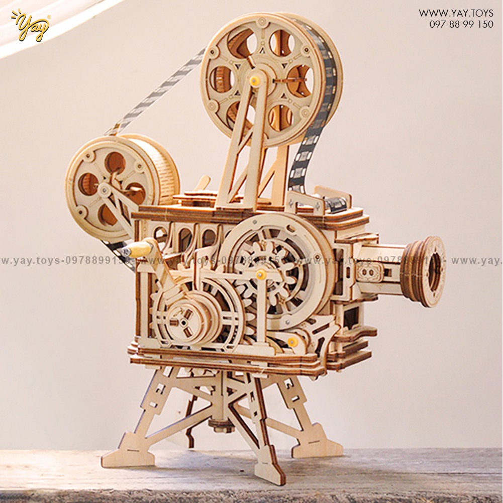 Mô hình lắp ráp gỗ CHUYỂN ĐỘNG 3D - Máy Chiếu Phim Cổ Điển LK601 - Robotime