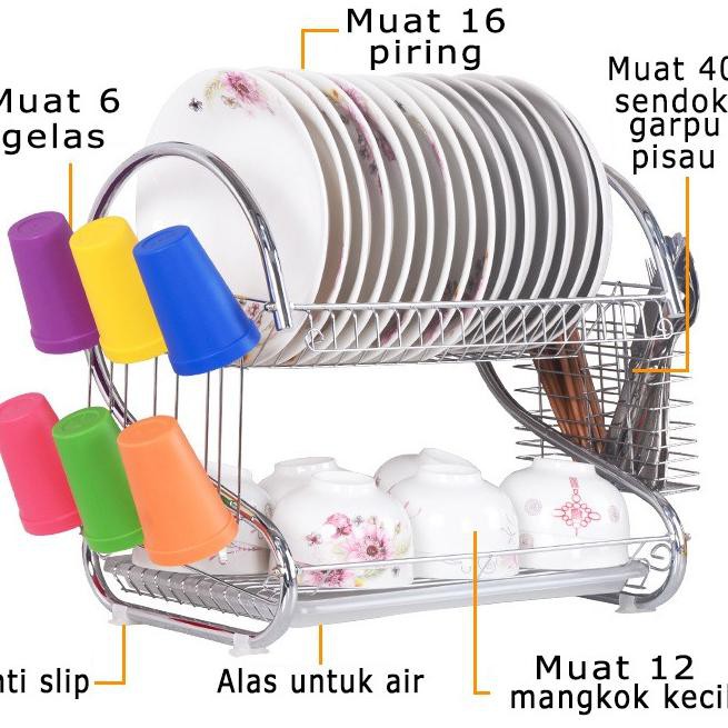 Giá Để Chén Dĩa 2 Tầng Bằng Thép Không Gỉ