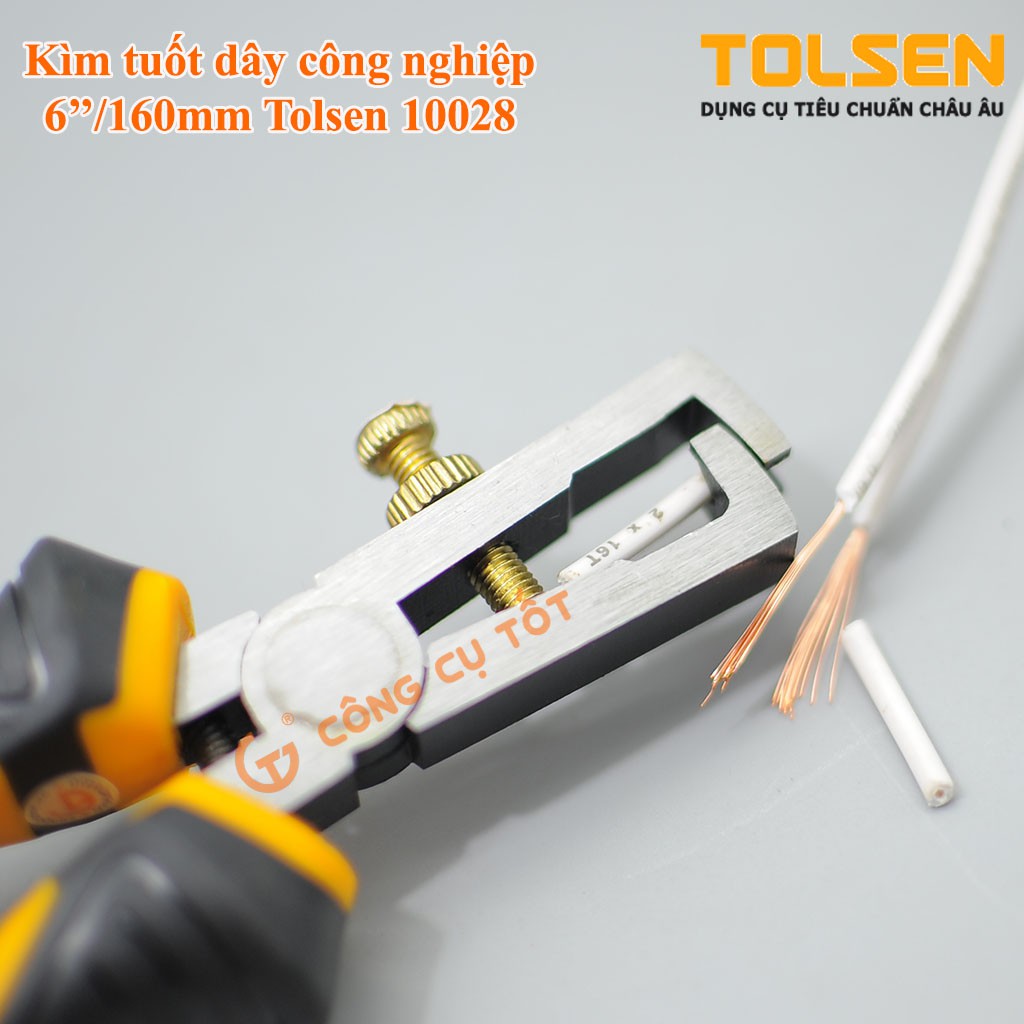 Kìm tuốt dây điện, dây cáp TOLSEN công nghiệp 10028