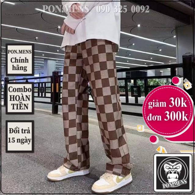 Quần jean ống suông rộng nam nữ unisex caro đẹp mới hà nội hcm Pon.mens *
