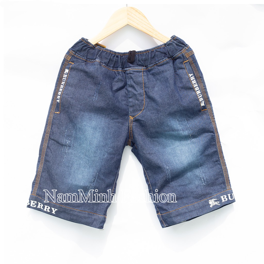 Quần Short Jeans Bé Trai, Chất Jean Mềm Phối Xọc Xước Vải Thời Trang