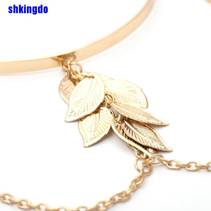 Vòng tay hợp kim hình lá phong cách Boho