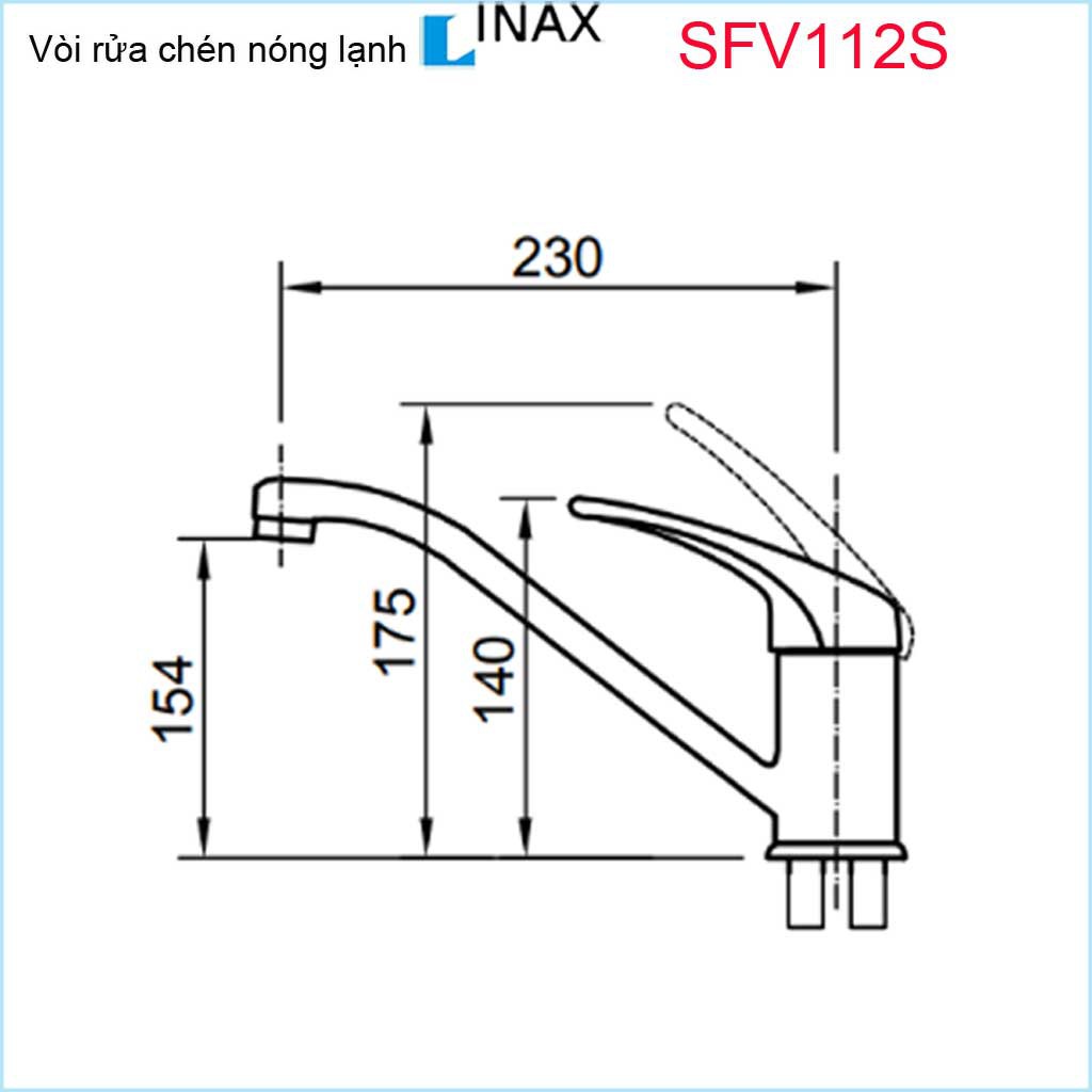 Vòi bếp nóng lạnh, vòi rửa chén bát nóng lạnh, vòi chậu Inax chính hãng Nhật Bản SFV-112S
