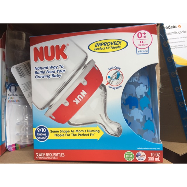 bình sữa cổ rộng Nuk 300ml ( 7 màu )