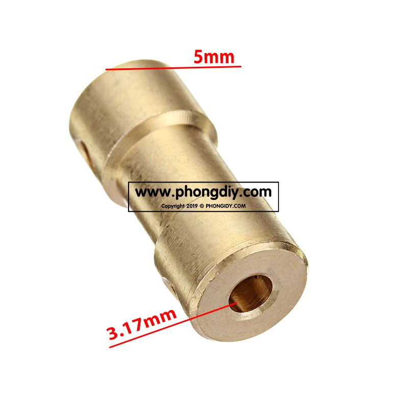 Nối đồng 2 đầu 5mm giảm 3.17mm