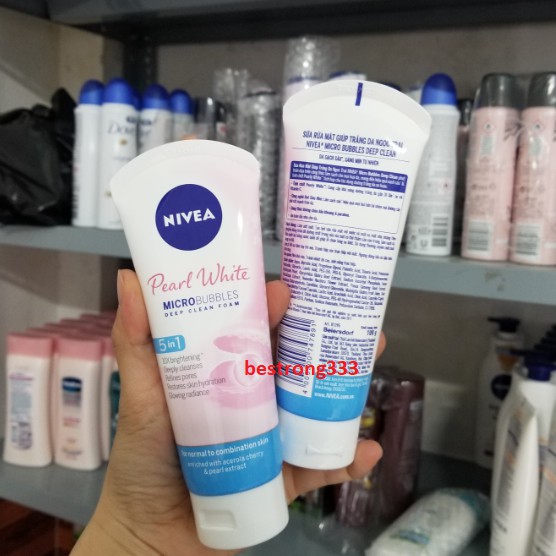 Sữa rửa mặt NIVEA Pearl White giúp trắng da ngọc trai 100g