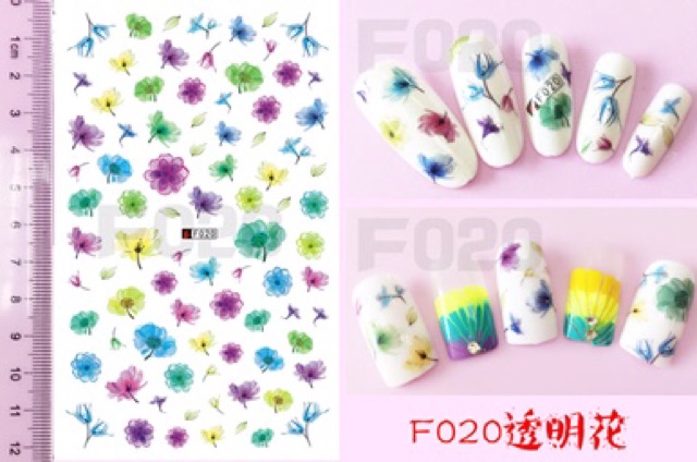 Sticker hình hoa 3d dán móng trang trí nail đẹp