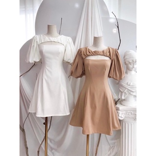Đầm xoè nhẹ tay phồng cut out lưng tôn dáng
