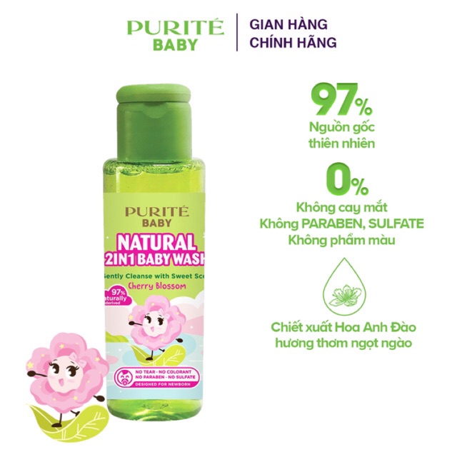 Sữa tắm gội thiên nhiên Purite' hương Hoa Anh Đào 60g