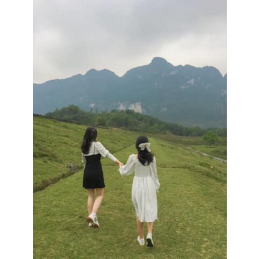 VÁY TRẮNG RÚM NGỰC TIỂU THƯ DÀI TAY