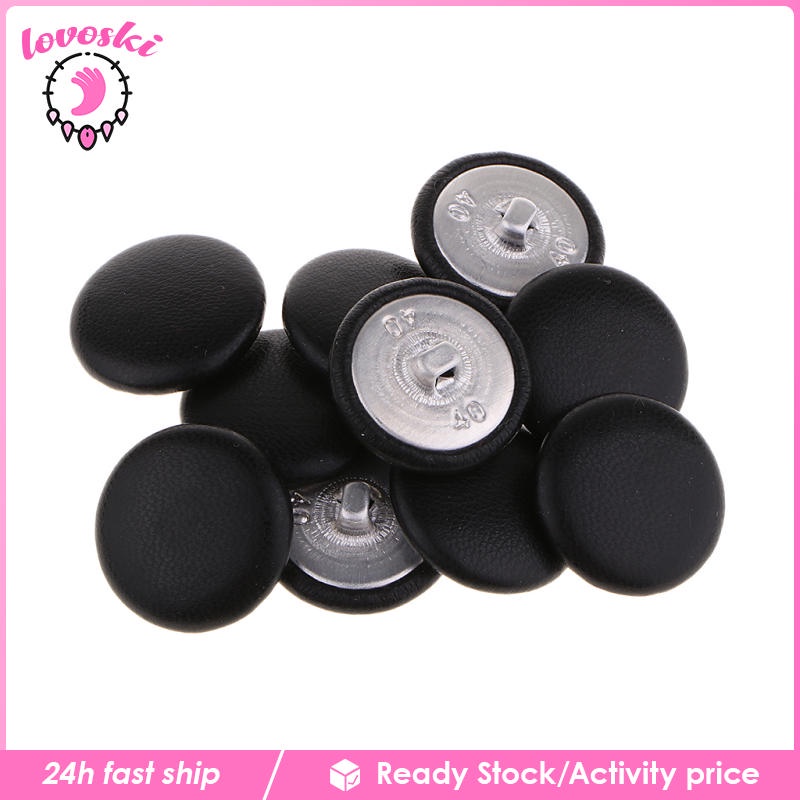 [Lovoski] Set 10 Nút Áo Bằng Da Nhân Tạo 2cm Trang Trí May Vá