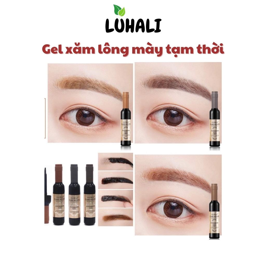 Gel xăm lông mày tạm thời dạng lột đẹp tự nhiên bền màu chống trôi tiện dụng hình chai rượu vang LUHALI