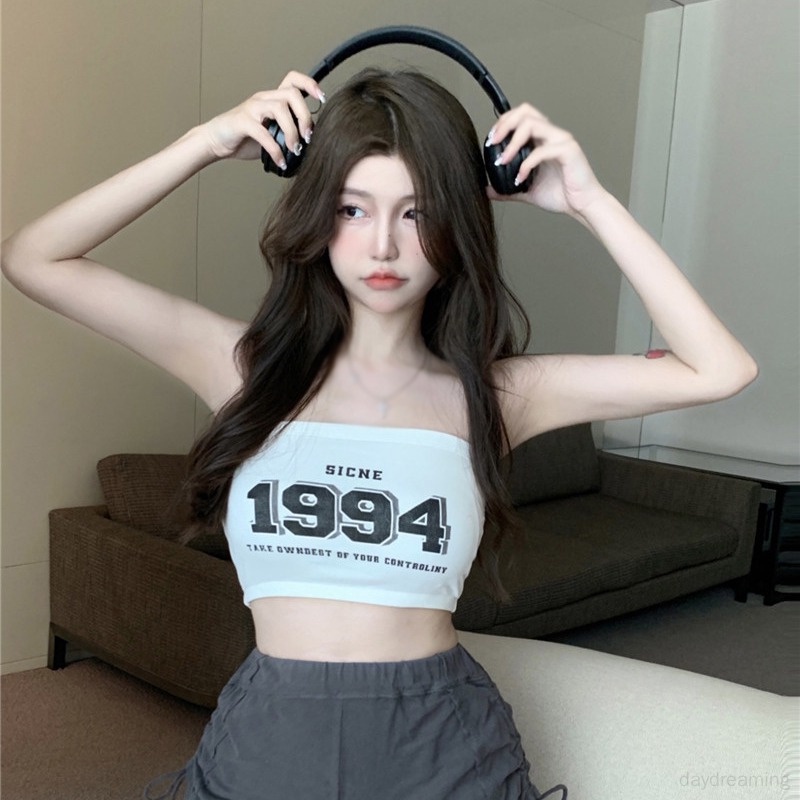 Áo Lót Croptop In Chữ Phong Cách Hàn Quốc Cho Nữ
