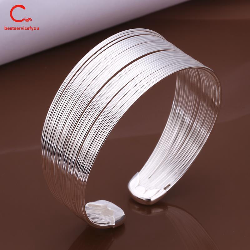 Vòng tay bản to bằng bạc Sterling 925 đơn giản ấn tượng cho nữ