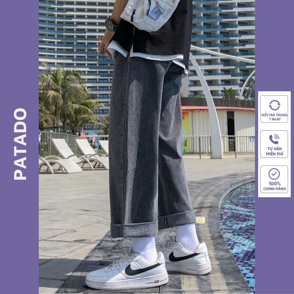 Quần jean baggy đen dành cho Nam nữ dáng suông rộng HOTTREND 2022 PATADOSHOP