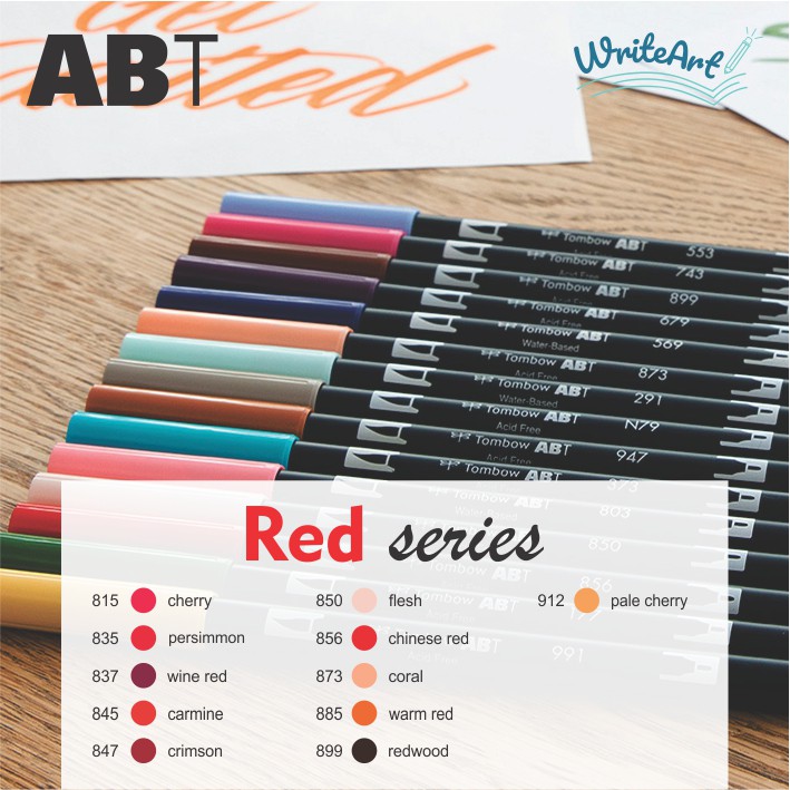 (Red) Bút cọ 2 đầu Tombow AB-T - Tombow Dual Brush Pen AB-T