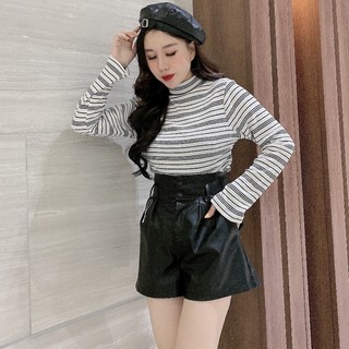 áo giữ nhiệt nữ dài tay kẻ ngang 1 màu cá tính
