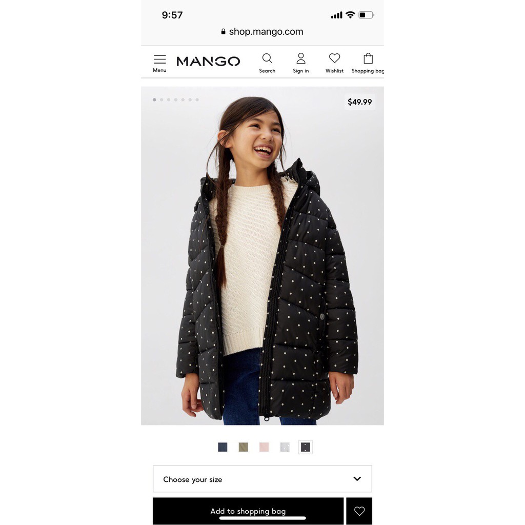 ÁO PHAO DÁNG DÀI MANGO DƯ XỊN 5/14Y