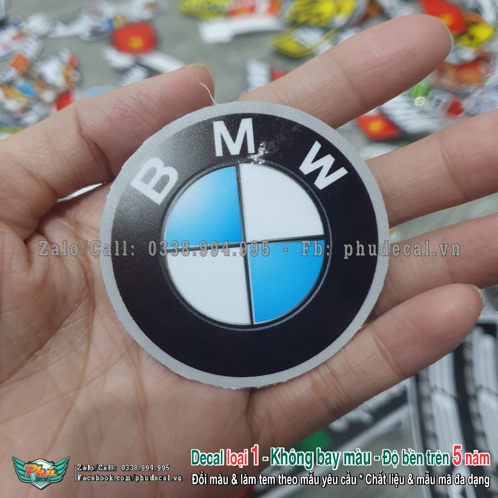 Tem logo thương hiệu BMW 5.5x5.5cm dán xe, điện thoại và vật dụng khác