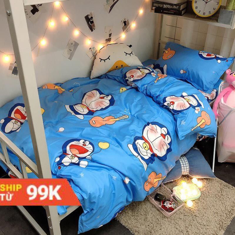 Bộ Chăn Ga Gối Cotton Poly Doremon Chăn Chần Bông ..