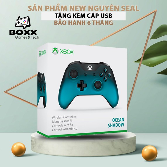 Tay cầm xbox one s chính hãng màu Ocean Shadow, tay cầm chơi game xbox tặng kèm cáp