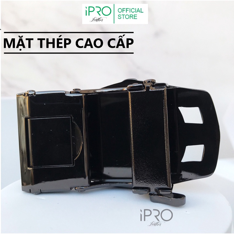 Thắt lưng nam dây nịt nam chất liệu da bò thật khóa tự động hàng hiệu cao cấp IPRO LEATHER IP101