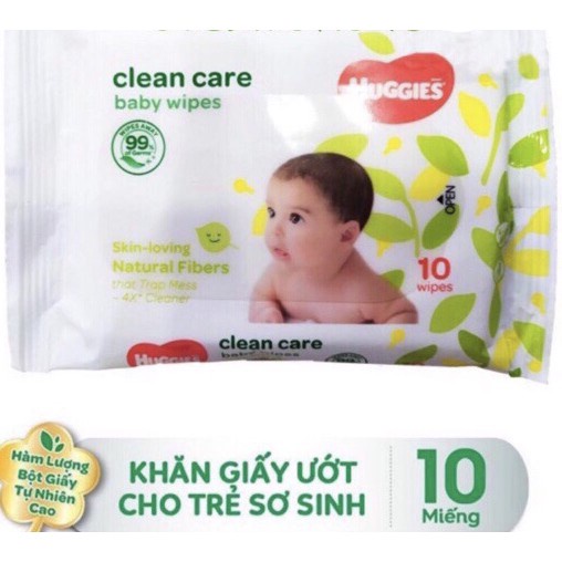 Khăn ướt Huggies|Gói 10 miếng|Khăn ướt bỏ túi tiện dụng