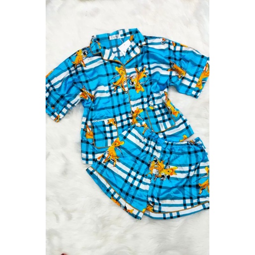 Bộ cánh dơi tay ngắn quần đùi vải satin