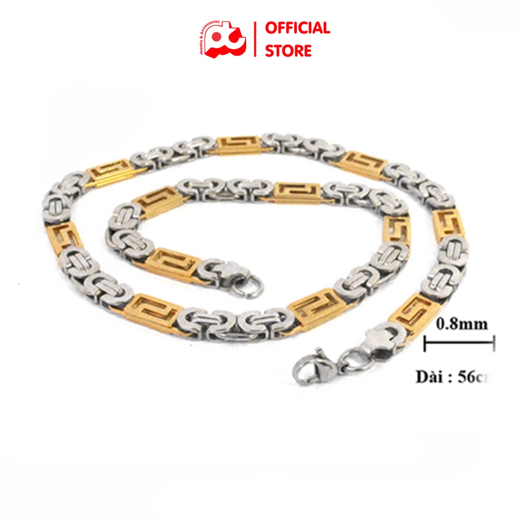 Dây chuyền titan đẹp nam cao cấp sang trọng thép không gỉ PT JEWELRY kích cỡ 7mm màu trắng mạ vàng PTDCNA20