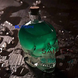 Chai Thủy tinh Đầu Lâu nút Gỗ