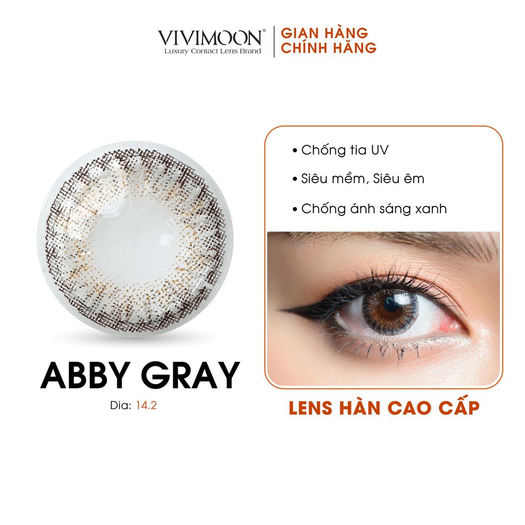 Lens cận xám tây Abby Gray 14.2mm - Kính áp tròng Hàn Quốc VIVIMOON