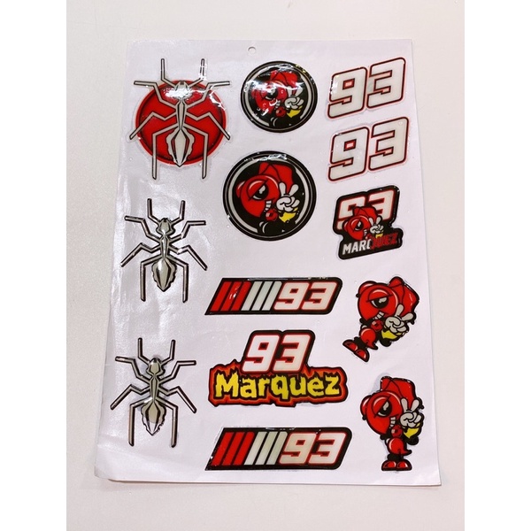 Decal tem nổi mẫu kiến đỏ 93 marquez siêu đẹp, tem chống nước trang trí xe laptop hoặc mũ bảo hiểm